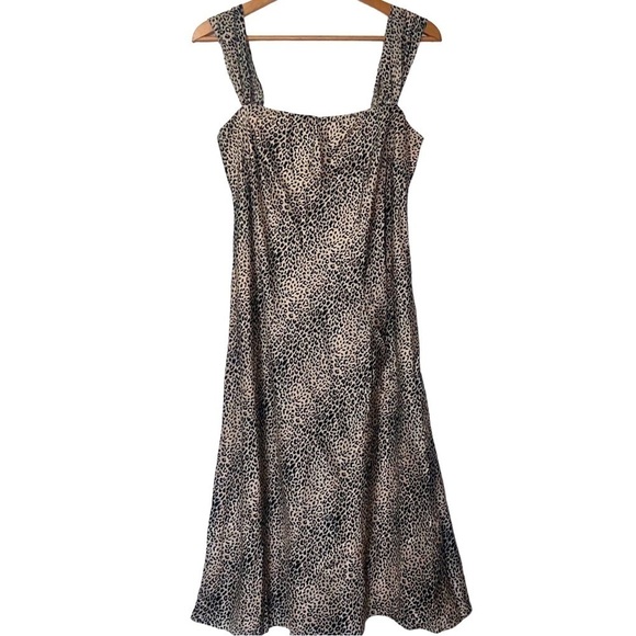 Vintage Dresses & Skirts - Vintage 90”s Y2K Evan Picone 100% Silk Leopard Print Midi Slip Dress 12
